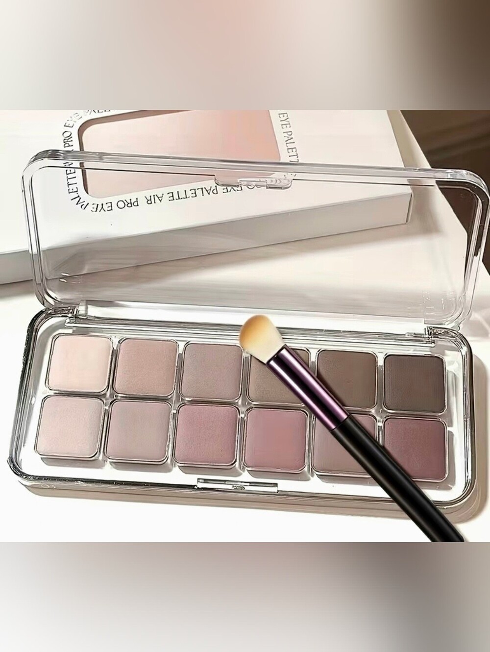 Neutral Matte Eyeshadow Palette High Pigment 12 Colors w/ Shadow Blending Brush